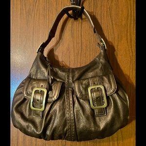 Cole Haan Metallic Golden Bronze Leather Hobo Shoulder Bag